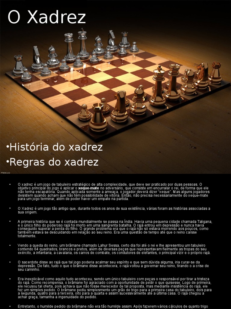 O Xadrez - História e Regras, PDF, Xadrez